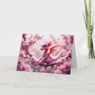 Tarjeta Dragón de flores rosadas