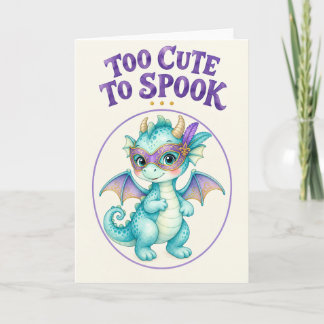 Tarjeta Dragón de Halloween Turquesa Demasiado Lindo para 