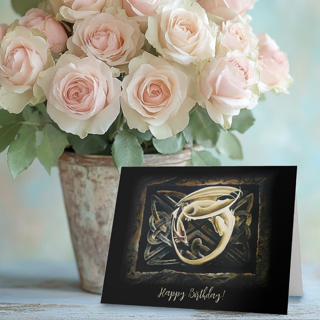 Tarjeta Dragón de la crema del trabajo del nudo celta (Subido por el creador)