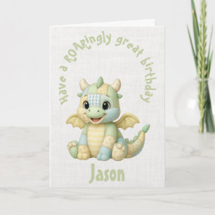 Tarjeta Dragón de peluche Cumpleaños de un niño pequeño