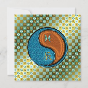 Tarjeta Dragón de Pisces y Madera