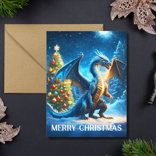 Tarjeta Dragón diciendo Feliz Navidad (Subido por el creador)
