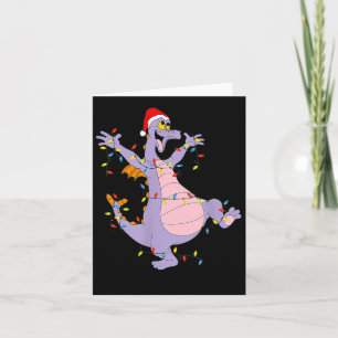 Tarjeta Dragón Divertido Lindo Luces de Navidad Santa