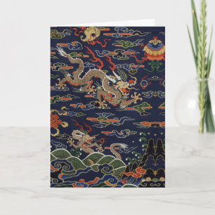 Tarjeta Dragón dorado imperial y nubes auspiciosas
