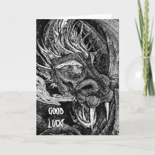 Tarjeta Dragon 'Good Luck!' carta de saludo texto frontal