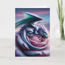 Tarjeta Dragón irlandés durmiendo en rosa rosado