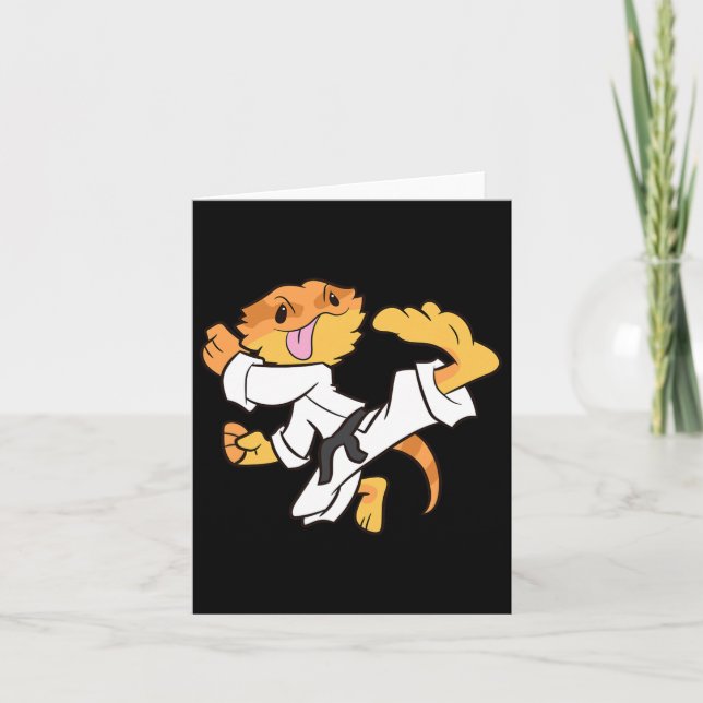 Tarjeta Dragon Karate con barba Samurai Lizard Drago con b (Anverso)