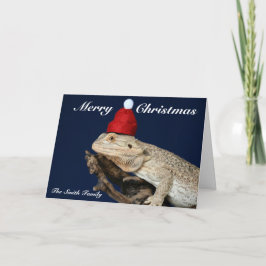 Tarjeta Dragon Lizard - Navidades Santa Hat