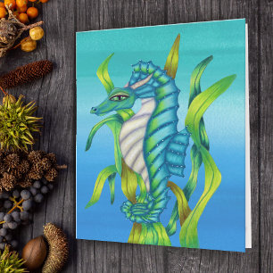 Tarjeta Dragón marino azul azul de fantasía verde acuático