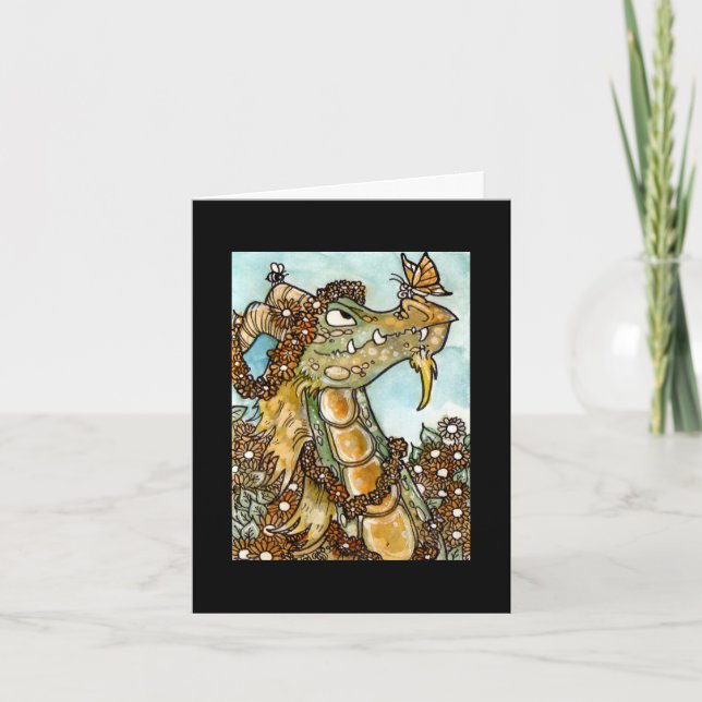 Tarjeta Dragón Notecard de la flor (Anverso)