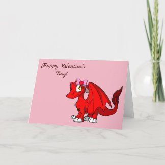 Tarjeta Dragón peludo SD rojo con lazo para el Día de San 