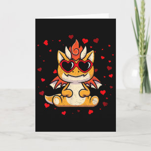 Tarjeta Dragón San Valentín Gafas Corazón Amantes Lindos