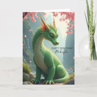 Tarjeta Dragón Verde Cumpleaños Personalizado