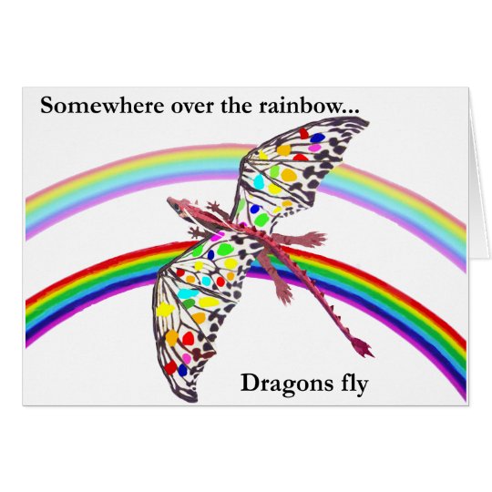 Tarjeta Dragón y arco iris