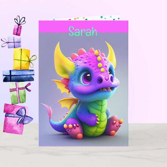 Tarjeta Dragon Young Child Birday add Name & Signature (Subido por el creador)