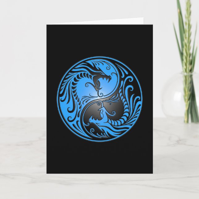 Tarjeta Dragones, azul y negro de Yin Yang (Anverso)