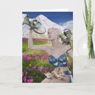 Tarjeta Dragones Bebés y Fantasía de Hadas