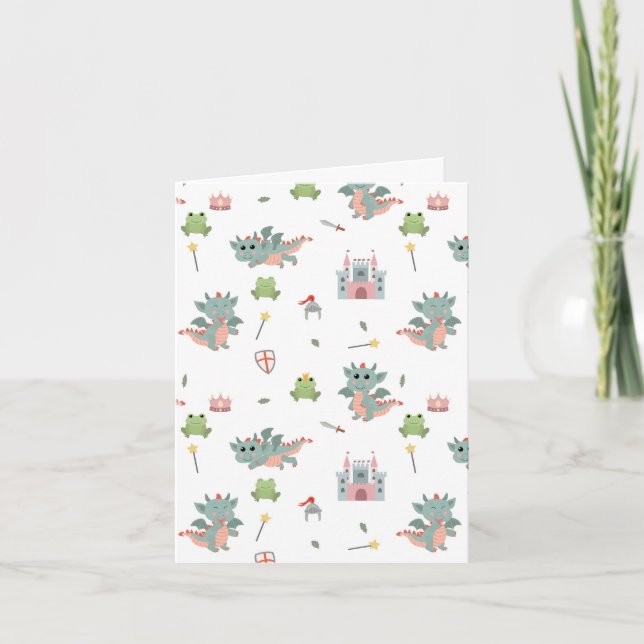 Tarjeta Dragones Caballeros Castillo Medieval (Anverso)