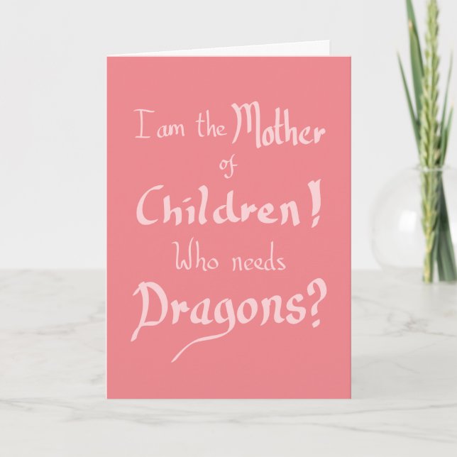 Tarjeta Dragones de niños Días de la Madre divertidos cita (Anverso)