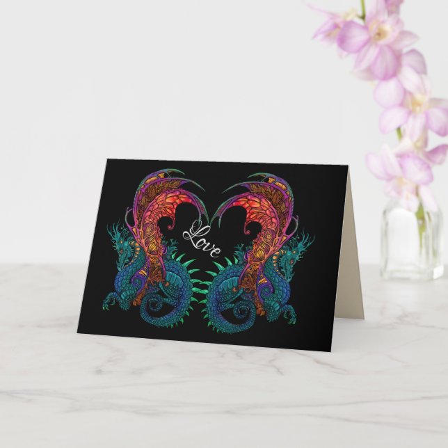 Tarjeta Dragones estilo Art Nouveau~tarjeta de saludo (Orquídea)