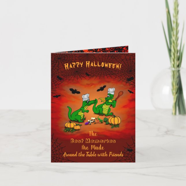 Tarjeta Dragones - ¡Feliz Halloween! Hoy cocinaré (Anverso)