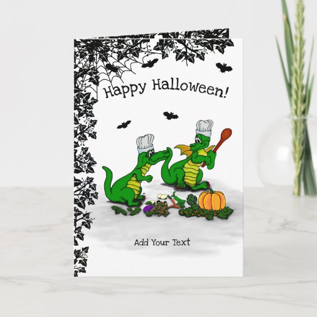 Tarjeta Dragones - ¡Feliz Halloween! Hoy cocinaré (Anverso)