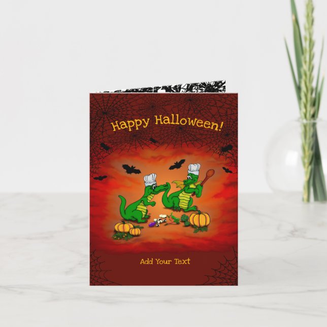 Tarjeta Dragones - ¡Feliz Halloween! Hoy cocinaré (Anverso)