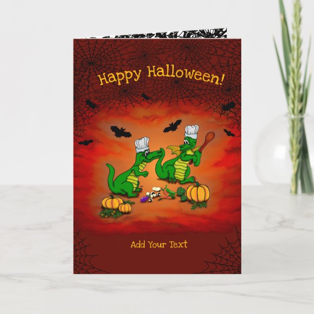Tarjeta Dragones - ¡Feliz Halloween! Hoy cocinaré (Anverso)
