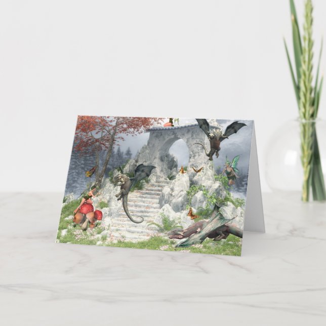 Tarjeta Dragones para bebés y fantasía (Anverso)