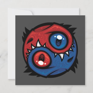Tarjeta Dragones Yin Yang Rojos y Azules