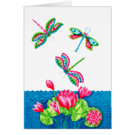 Tarjeta Dragonflies and Lilies