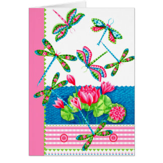 Tarjeta Dragonflies and Lilies