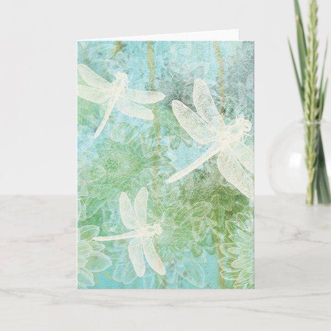 Tarjeta Dragonflies Damselflies Y Flores (Anverso)