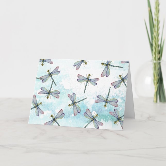 Tarjeta Dragonflies de acuarela (Anverso)