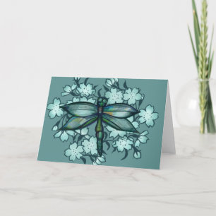 Tarjeta Dragonfly Floral Arte dragonflies flor arte floral