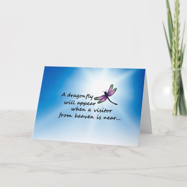 Tarjeta Dragonfly, visitante del cielo (Anverso)