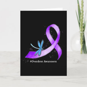 Tarjeta Dragonflyy Listón Morado de Conciencia sobre Sobre