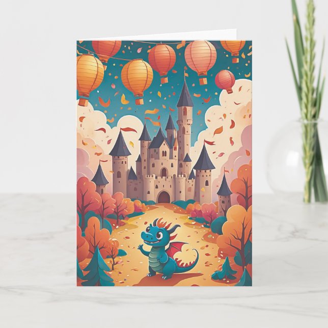 Tarjeta Dragon's Confetti Castle Bash (Anverso)