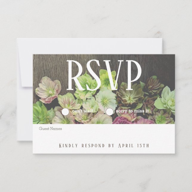 Tarjeta DRAMATIC Garden Hellebore Wood RSVP (Anverso)