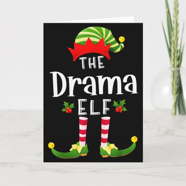 Tarjeta Dramático Elfo de Navidad Pijama Igual Partido de  (Anverso)