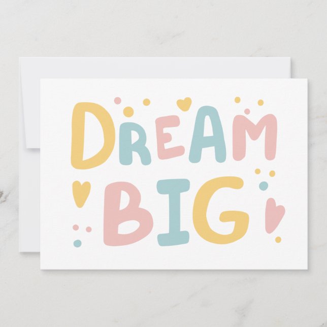 Tarjeta Dream Big Pastel Hearts (Anverso)