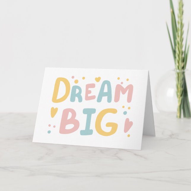 Tarjeta Dream Big Pastel Hearts (Anverso)