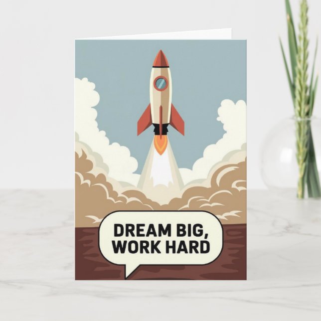 Tarjeta "Dream Big, Work Hard" Success Motivational Card (Anverso)