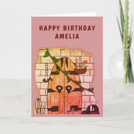 Tarjeta Dream Door Fairy Tale Drawing Chica Cumpleaños