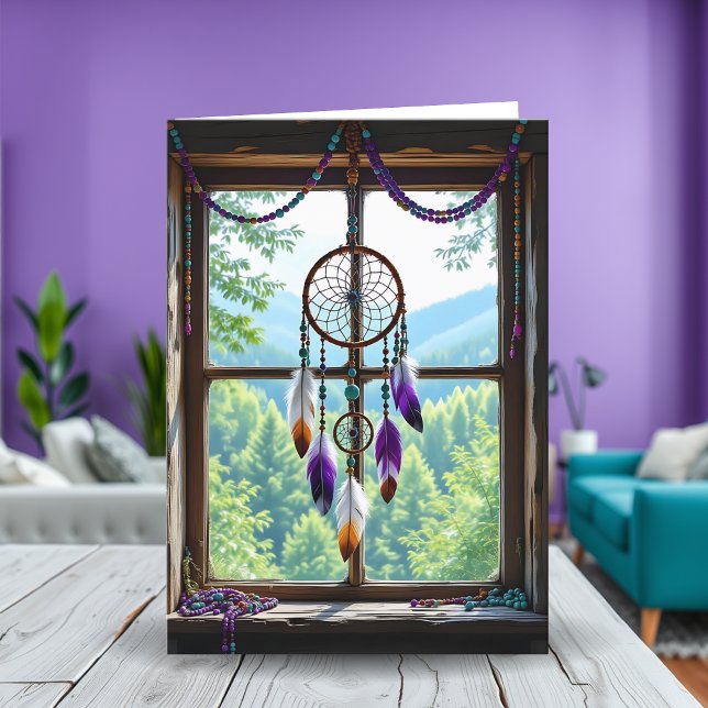 Tarjeta Dreamcatcher en la ventana | Cumpleaños (Subido por el creador)