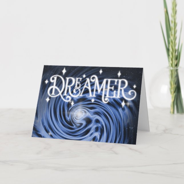 Tarjeta "Dreamer" Blue Vortex en el espacio "¡Feliz cumple (Anverso)