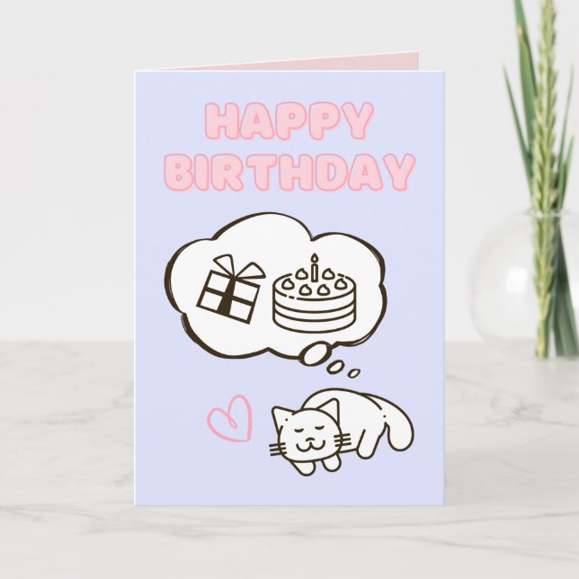 Tarjeta Dreaming Cat&Cake Happy Birday Card (Anverso)