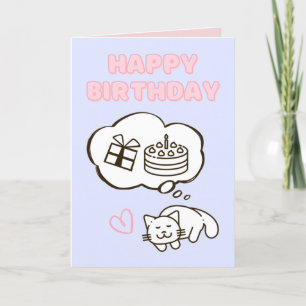 Tarjeta Dreaming Cat&Cake Happy Birday Card