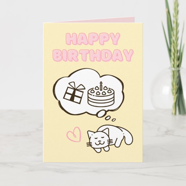 Tarjeta Dreaming Cat&Cake Happy Birday Card (Anverso)