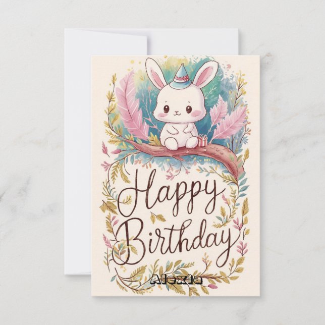 Tarjeta Dreamy Forest Bunny Digital Birday (Anverso)
